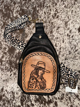 Load image into Gallery viewer, Leather Tooled Sling Bags