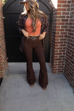 Load image into Gallery viewer, Fiona High Waisted Bell Bottom Flare Jeans - Chocolate Brown