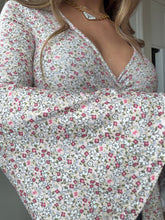 Load image into Gallery viewer, Woodstock Floral Bell Sleeve Wrap Top - Blush Meadow