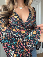 Load image into Gallery viewer, Woodstock Floral Bell Sleeve Wrap Top - Evening Muse
