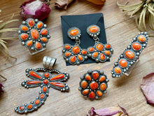 Load image into Gallery viewer, Sterling Silver Orange Spiny Oyster Half Cluster Dangle Earrings – Artist Shay Pfeiffer