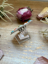 Load image into Gallery viewer, Mosaic Cluster Ring – Sterling Silver – Sonoran Mountain, Blue Ridge Turquoise &amp; Spiny Oyster – Size 9 – Artist Shay Pfeiffer