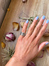 Load image into Gallery viewer, Sterling Silver Hand-Milled Wide Band Mini Sun Ray Stamped Ring – Size 5.5 – Handmade by Artist Jason Ogg