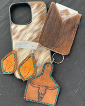Load image into Gallery viewer, Leather Longhorn Earrings