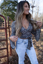 Load image into Gallery viewer, Woodstock Floral Bell Sleeve Wrap Top - Midnight Meadow