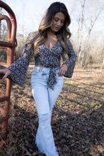 Load image into Gallery viewer, Woodstock Floral Bell Sleeve Wrap Top - Midnight Meadow