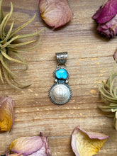 Load image into Gallery viewer, Sterling Silver Coin &amp; Golden Hill Turquoise Pendant – Artist Gilbert Nez