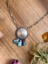Load image into Gallery viewer, Sterling Silver Liberty Coin Necklace with Golden Hill Turquoise – 16” – 1945 Coin