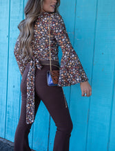 Load image into Gallery viewer, Woodstock Floral Bell Sleeve Wrap Top