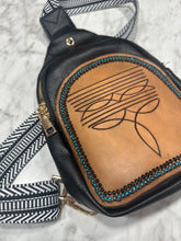 Load image into Gallery viewer, Leather Tooled Boot Stitch Slingbag