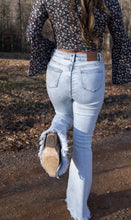 Load image into Gallery viewer, Lucy Asymmetrical Distressed Flare Jeans