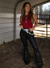 Load image into Gallery viewer, Leather Blakely High Waisted Bell Bottom Flare Jeans - Black