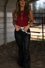 Load image into Gallery viewer, Leather Blakely High Waisted Bell Bottom Flare Jeans - Black