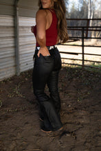 Load image into Gallery viewer, Leather Blakely High Waisted Bell Bottom Flare Jeans - Black