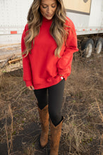 Load image into Gallery viewer, Tilly Red Reversible Oversized Mockneck Crew