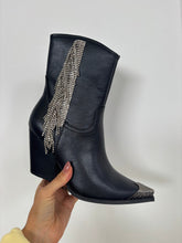 Load image into Gallery viewer, Kai Rhinestone Fringe Studded Toe Cowgirl Boots - Black