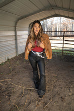 Load image into Gallery viewer, Leather Blakely High Waisted Bell Bottom Flare Jeans - Black