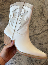 Load image into Gallery viewer, Houston Embroidered Pointed Heel Mid-Calf Boots- White