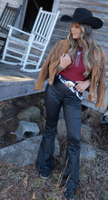 Load image into Gallery viewer, Leather Blakely High Waisted Bell Bottom Flare Jeans - Black