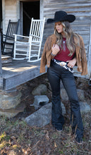 Load image into Gallery viewer, Leather Blakely High Waisted Bell Bottom Flare Jeans - Black