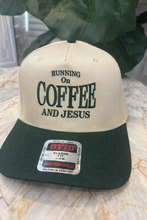 Load image into Gallery viewer, Runnin' on Coffee &amp; Jesus Trucker Hat