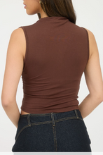 Load image into Gallery viewer, Celine Mock Neck Ruched Shoulder Sleeveless Top