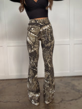 Load image into Gallery viewer, Fiona High Waisted Bell Bottom Flare Jeans - Moss Brown Camo
