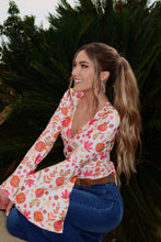 Load image into Gallery viewer, Woodstock Floral Bell Sleeve Wrap Top - Sunset Petals