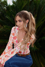 Load image into Gallery viewer, Woodstock Floral Bell Sleeve Wrap Top - Sunset Petals