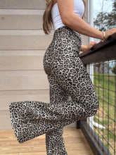 Load image into Gallery viewer, Fiona Leather Leopard High Waisted Bell Bottom Flare Jeans - Grey Moonstone Leopard