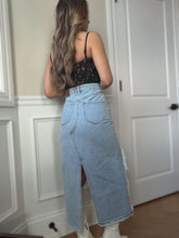 Load image into Gallery viewer, Harper Heavily Distressed Denim Maxi Skirt