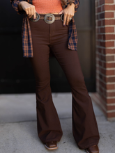 Load image into Gallery viewer, Fiona High Waisted Bell Bottom Flare Jeans - Chocolate Brown