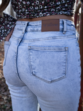 Load image into Gallery viewer, Lucy Asymmetrical Distressed Flare Jeans