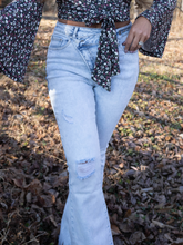 Load image into Gallery viewer, Lucy Asymmetrical Distressed Flare Jeans