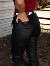 Load image into Gallery viewer, Leather Blakely High Waisted Bell Bottom Flare Jeans - Black