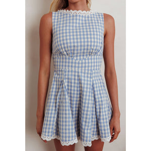 HIGH NECKLINE GINGHAM ROMPER