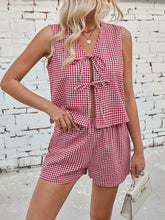 Load image into Gallery viewer, PREORDER - Gingham Print Tie Front Top and Shorts Set