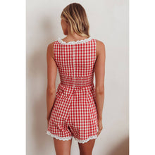 Load image into Gallery viewer, HIGH NECKLINE GINGHAM ROMPER