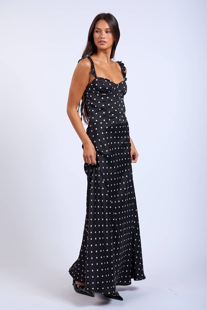POLKA DOT CORSET STYLE FIT&FLARE MAXI DRESS – Thunderbird Rustic POLKA DOT CORSET STYLE FIT&FLARE MAXI DRESS – Thunderbird Rustic