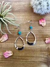 Load image into Gallery viewer, Real turquoise dangle earrings teardrop shape