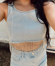 Load image into Gallery viewer, The Rhinestone Denim Fringe Set