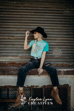 Load image into Gallery viewer, Bleached Distressed Highland Cow Crop Top Tee