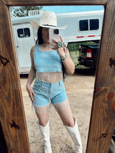Load image into Gallery viewer, The Rhinestone Denim Fringe Set