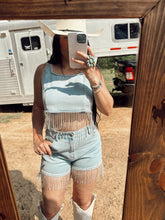 Load image into Gallery viewer, The Rhinestone Denim Fringe Set