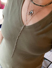 Load image into Gallery viewer, Silver Lariat necklace - paperclip chain