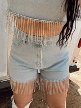 Load image into Gallery viewer, The Rhinestone Denim Fringe Set