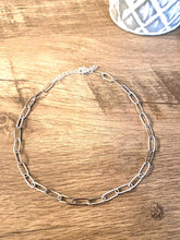 Load image into Gallery viewer, Silver Plated Paperclip Chain Choker – 14” + Extender