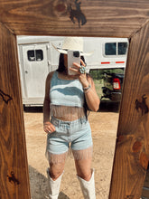 Load image into Gallery viewer, The Rhinestone Denim Fringe Set