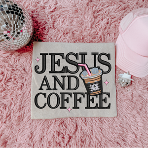 Jesus & Coffee - FAUX Embroidery