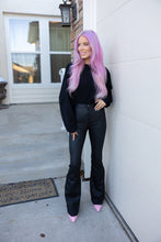 Load image into Gallery viewer, Leather Blakely High Waisted Bell Bottom Flare Jeans - Black